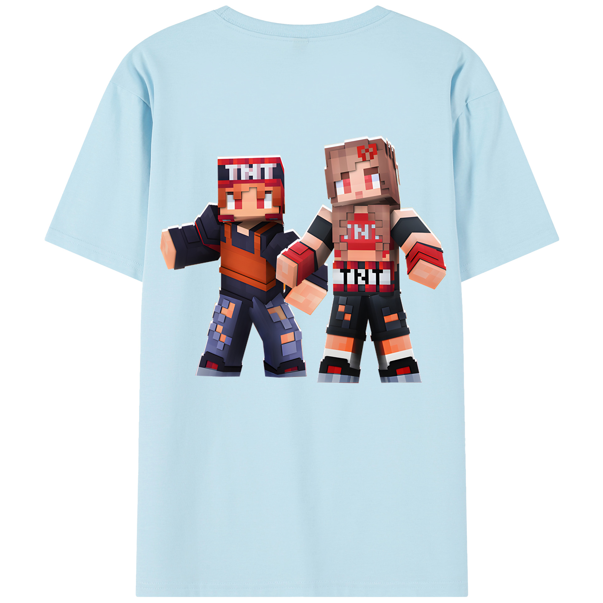 （画像用） マインクラフト ブロックの世界 Minecraft MC Block world 綿100％半袖Tシャツ（背面プリント）